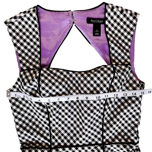 White House Black Market Modern Gingham Sheath Dress Back Cutout Size 2 - Picture 7 of 14